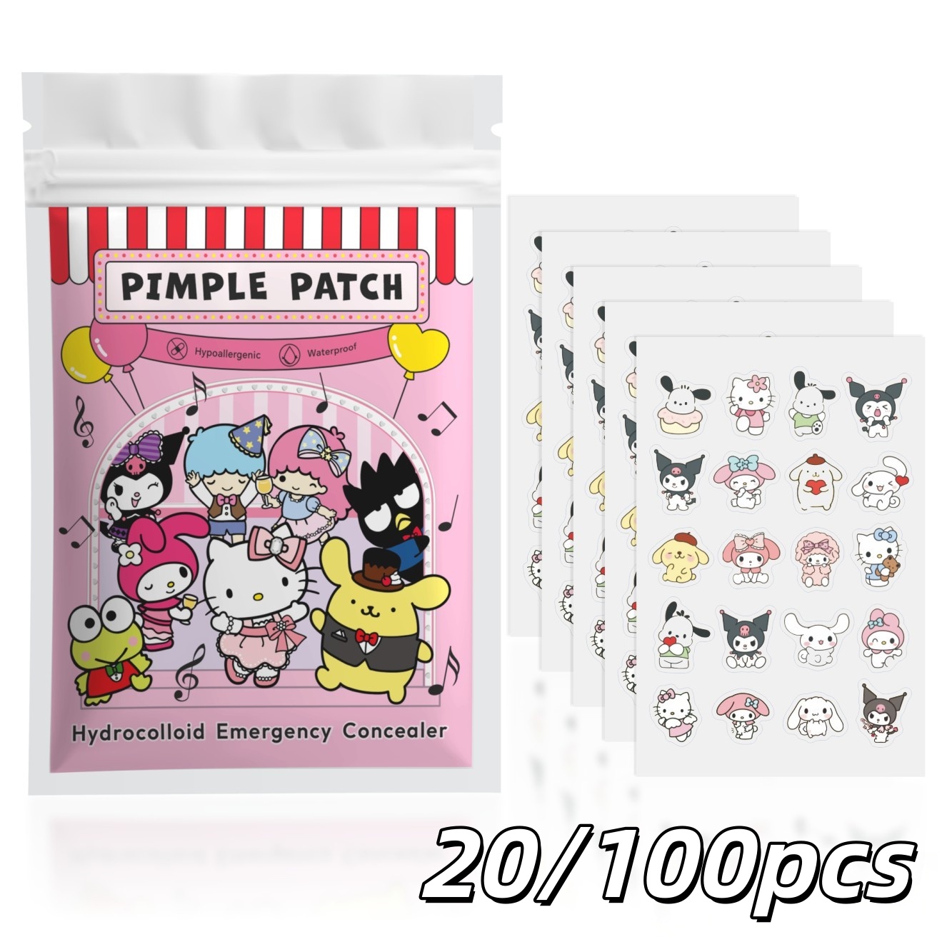 20/100pcs Hello Kitty Hydrocol - Skincare The Originote recension och pris